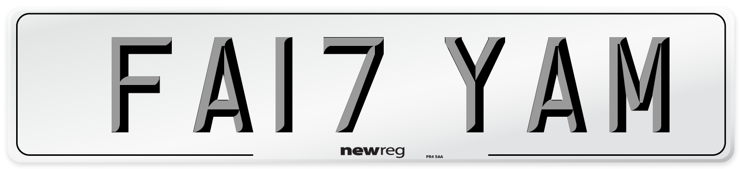 FA17 YAM Number Plate from New Reg